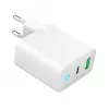 Alimentator Retea 220V GEMBIRD, Uniwersalny, 1 X USB Type-C D 20W, 1 X USB-a 3.0 QC 18W, Wskaźnik LED, Biały