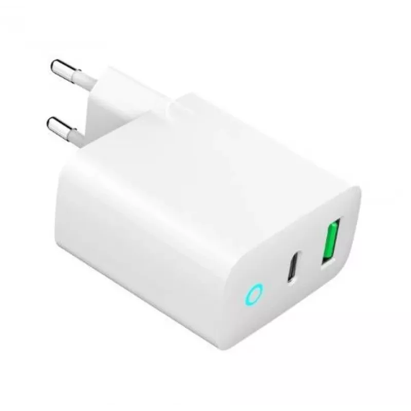 Alimentator Retea 220V GEMBIRD, Uniwersalny, 1 X USB Type-C D 20W, 1 X USB-a 3.0 QC 18W, Wskaźnik LED, Biały