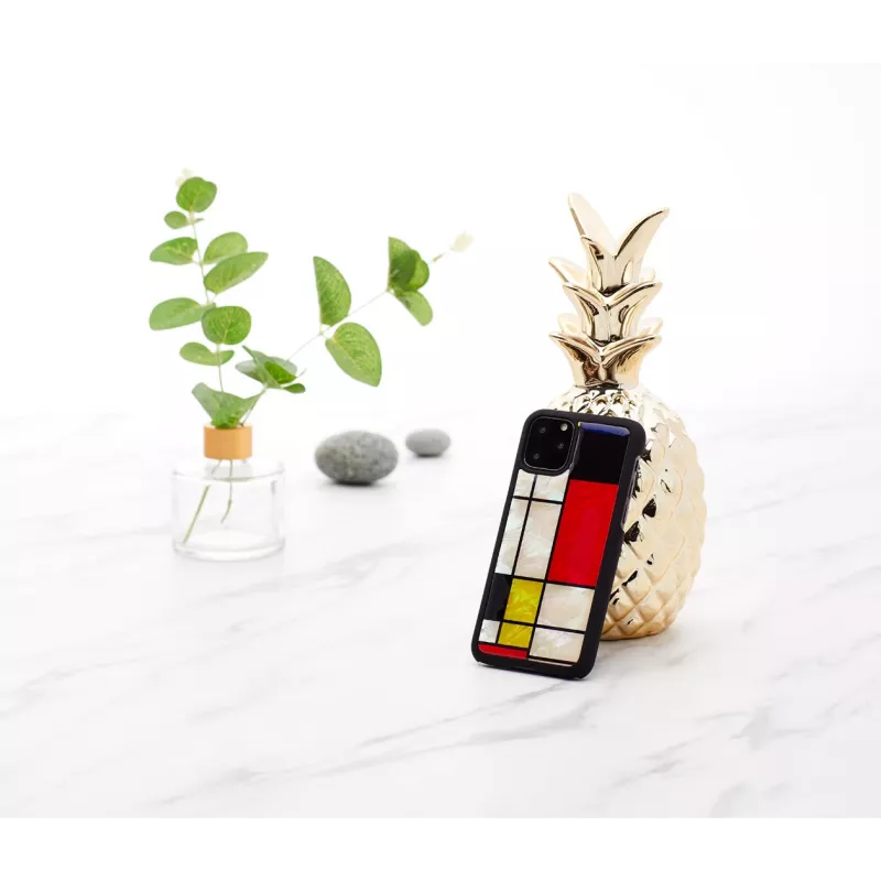 Etui na smartfona iKins dla iPhone 11 Pro Mondrian czarne — etui ochronne, twarda skorupa, precyzyjne wycięcia