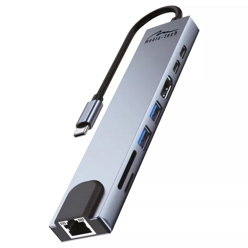 MEDIA-TECH USB HUB 8 W 1 GIGA LAN HUB MT5046