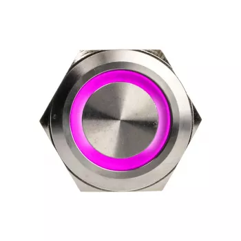 Wandaloodporny przycisk przełącznik DimasTech PD197 pierścień 25 mm Silverline