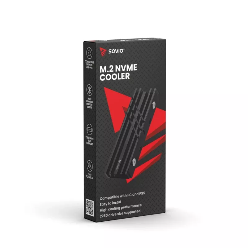 Chłodnica powietrza SAVIO M.2 NVMe 2280 AK-60 Czarny radiator dla SSD 22x80 mm