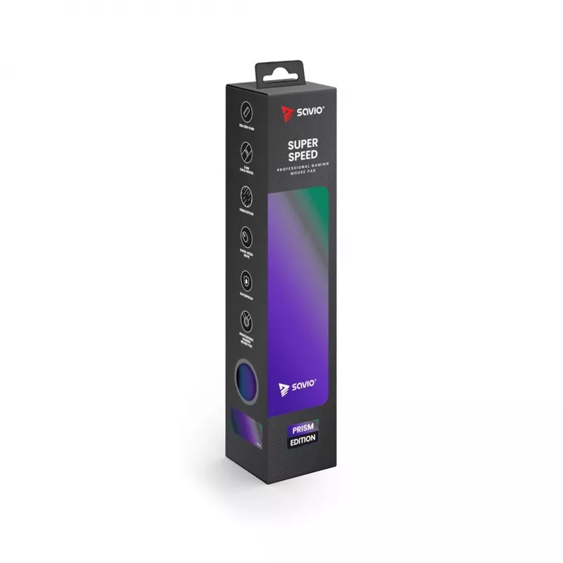 Podkładka pod mysz gamingowa SAVIO Super Speed L Prism Edition — 700×300×3 mm, fioletowa, zszywane krawędzie, antypoślizgowa podstawa