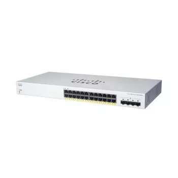 Zarządzalny przełącznik Gigabit PoE L2 Cisco CBS220-24FP-4G — 24x Gigabit RJ-45, PoE, 56 Gb/s, MAC 8192, montaż w szafie