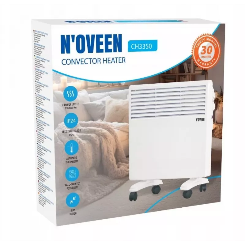 Elektryczny przenośny/nasienny grzejnik konwektorowy N'OVEEN 1000W z termostatem CH3350