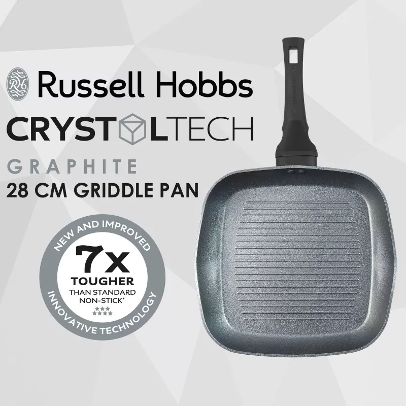 Griddle Russell Hobbs RH01861EU7 28 cm Crystaltech – nieprzywierająca powierzchnia do smażenia, płaska patelnia grillowa