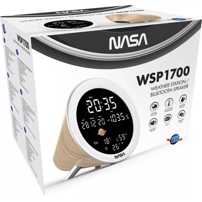 Stacja pogodowa NASA WSP1700 z drewna / Głośnik BT Statek