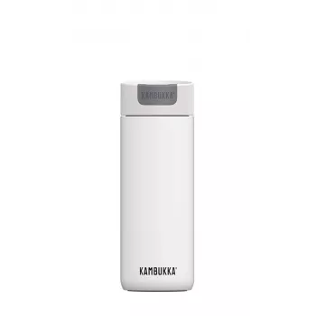 Kubek termiczny Kambukka Olympus 500 ml — stal nierdzewna 18/10, izolacja próżniowa, odporny na rozpryskiwanie, podstawa antypoślizgowa, biały