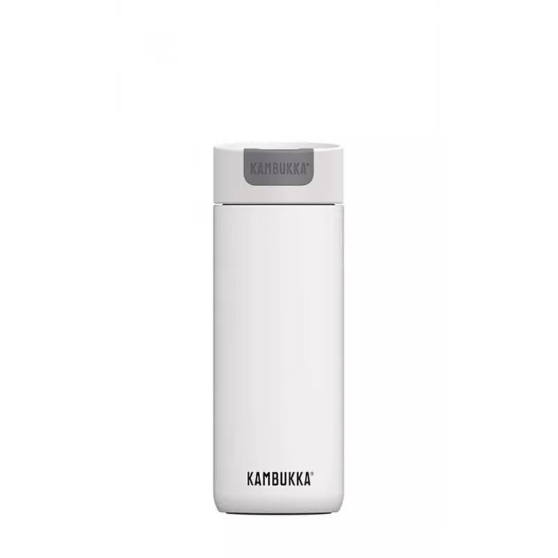 Kubek termiczny Kambukka Olympus 500 ml — stal nierdzewna 18/10, izolacja próżniowa, odporny na rozpryskiwanie, podstawa antypoślizgowa, biały