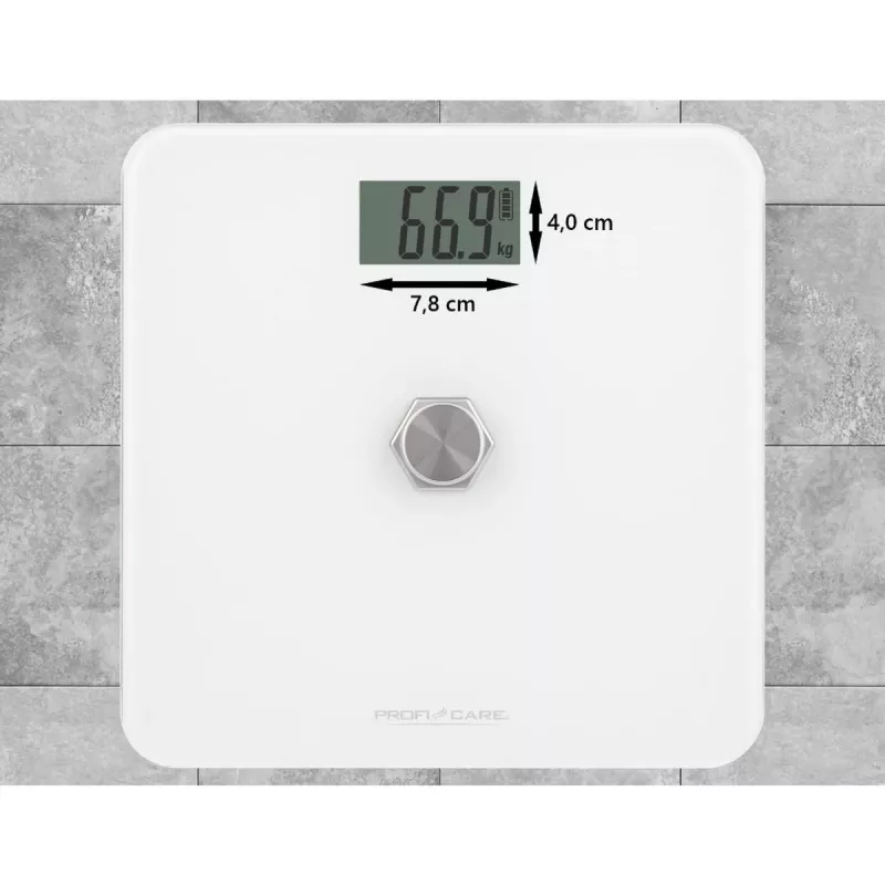 Elektroniczna waga osobista Profi-Care PC-PW 3112 — udźwig 180 kg, dokładność 100 g, 310×310×44 mm, wyświetlacz LCD
