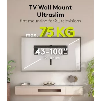 Stały uchwyt ścienny do telewizora WENTRONIC Goobay Ultraslim 70822 XL czarny do płaskich ekranów
