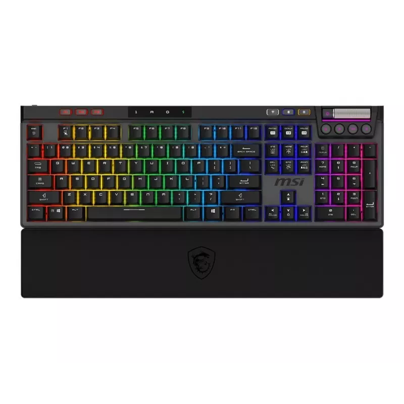 Mechaniczna klawiatura gamingowa MSI Strike Pro W Silent układ US podświetlenie RGB, przewodowa, dotykowe ciche przełączniki