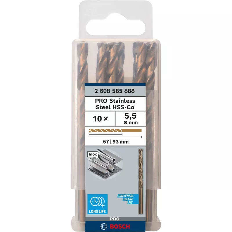 Bosch PRO Stainless Steel HSS-Co wiertło kręte, Ø 5,5 mm, 10 szt.