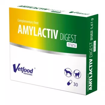 Enzymy trawienne Vetfood AMYLACTIV DIGEST MINI – suplement diety, 30 kapsułek dla kotów i psów