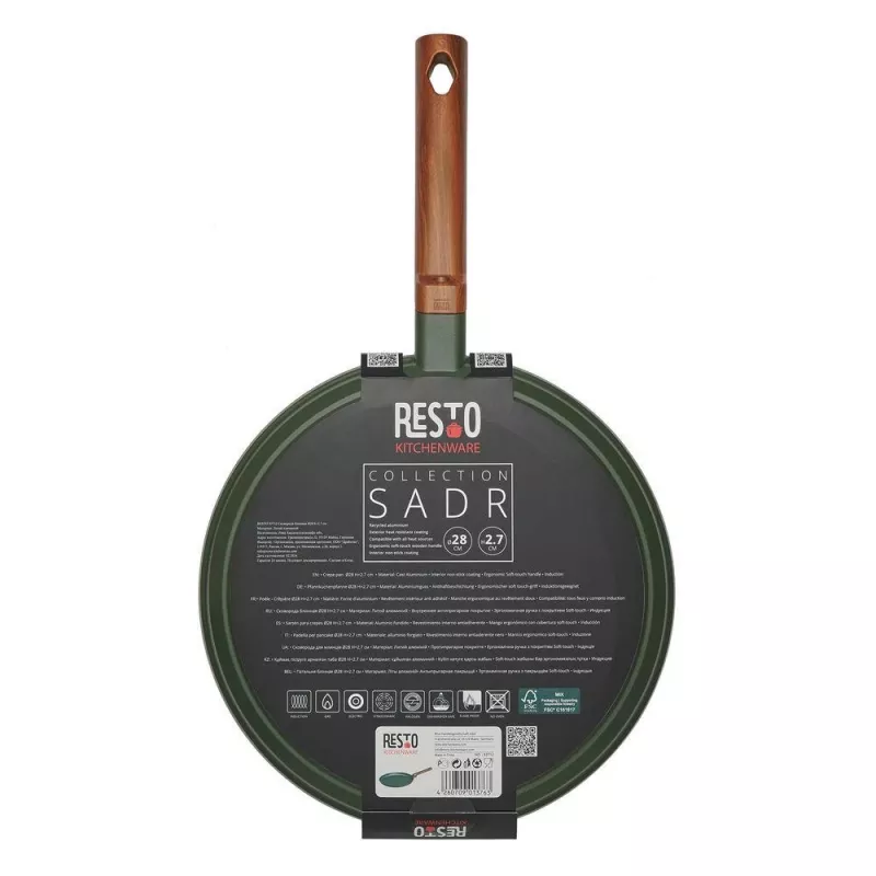 Płaska patelnia do naleśników RESTO 93712 — średnica 28 cm, wysokość 2,7 cm