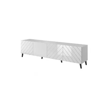 szafka RTV ABETO 200x42x52 biały/biały połysk