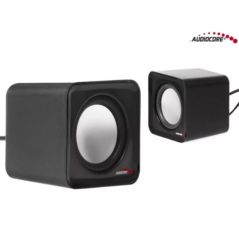 2-drożny głośnik PC Audiocore AC870 B — 3 W RMS, przewodowe zasilanie USB, wejście 3,5 mm, kanały 2.0