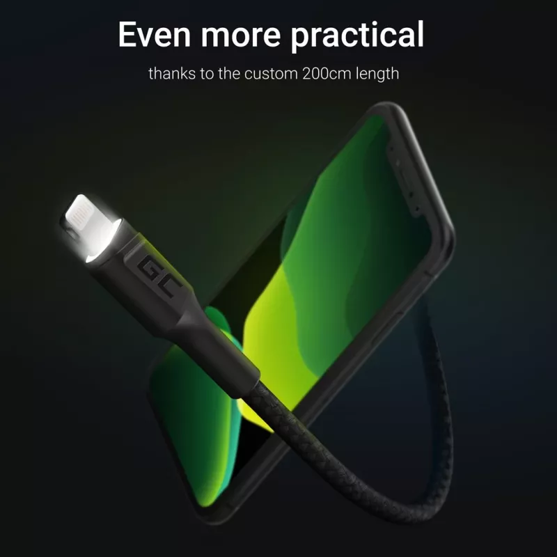 Kabel USB-A – Lightning zielony Cell KABGC12, 2 m, Lightning – USB A, czarny