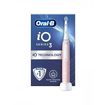 Szczoteczka elektryczna Oral-B iO3 Series, ładowalna, dla dorosłych, liczba dołączanych końcówek: 1, kolor Blush Pink, liczba trybów szczotkowania: 3