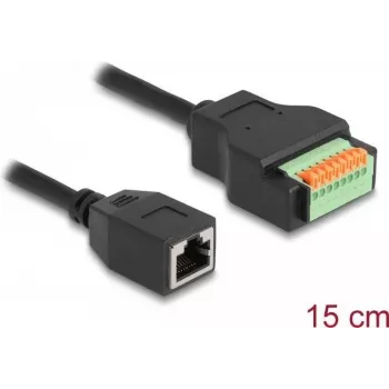 DeLOCK RJ45 Kabel Kat.5e wtyk na listwę zaciskową adapter 15 cm czarny