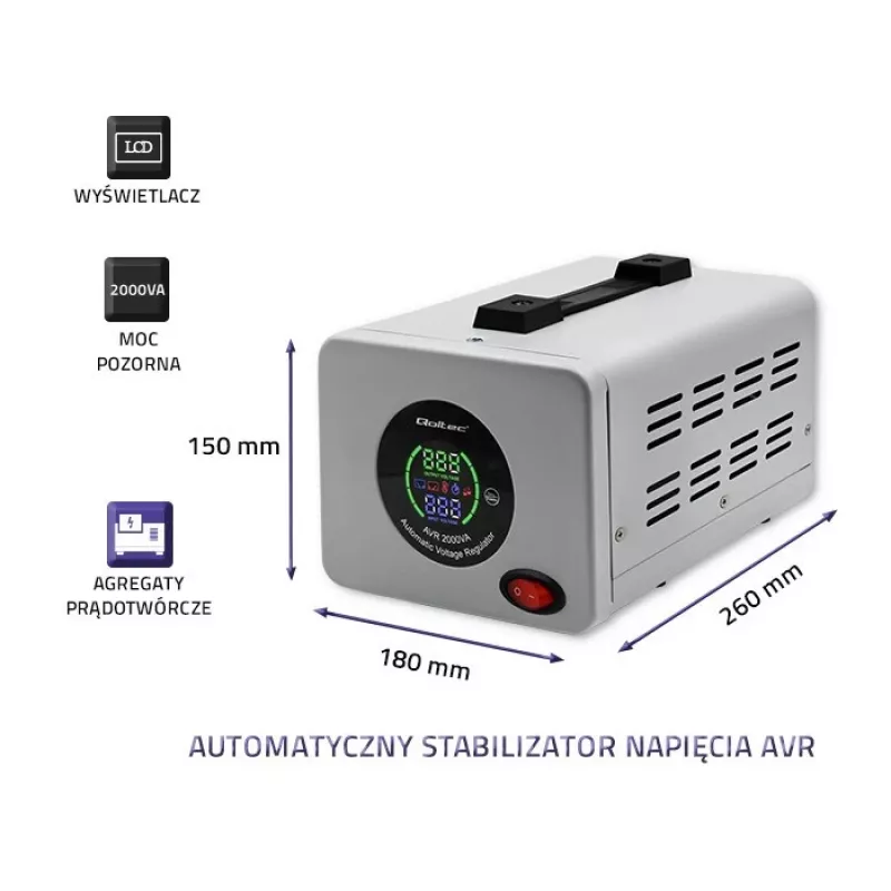 Qoltec 50724 Automatyczny Stabilizator Napięcia AVR 2000VA