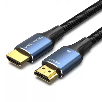 Vention Kabel HDMI-A męsko-męski w oplocie bawełnianym 8K 5M niebieski aluminium