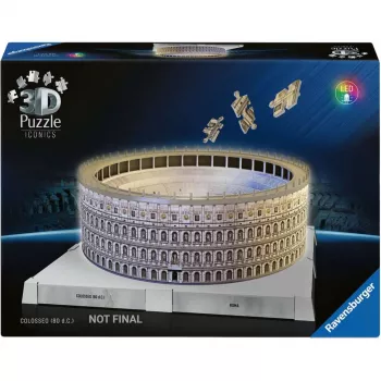 Puzzle 3D Ravensburger Iconics Colosseum Rzym — 216 elementów, zawiera oświetlenie LED