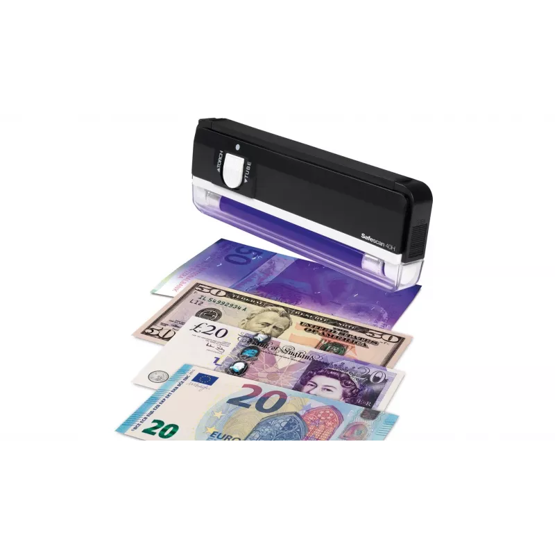 Safescan 40H Przenośny Wykrywacz Fałszywych Pieniędzy Sprawdzający Banknoty, Karty Kredytowe i Dowody Osobiste - UV Sprawdzacz Pieniędzy do Nowych Banknotów - Wykrywacz Fałszywych Banknotów