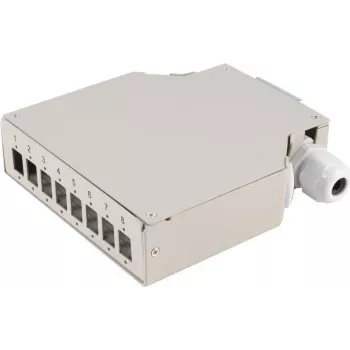 Fiber Optic Distribution Box ShiverPeaks 07-65011 — 8-Port Metal DIN Rail, szary