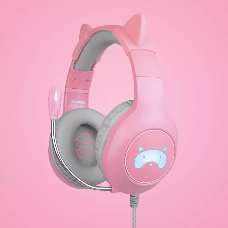 FR-TEC Tanooki Headphones Wired Headband Gaming szary - Pink (FT2021)