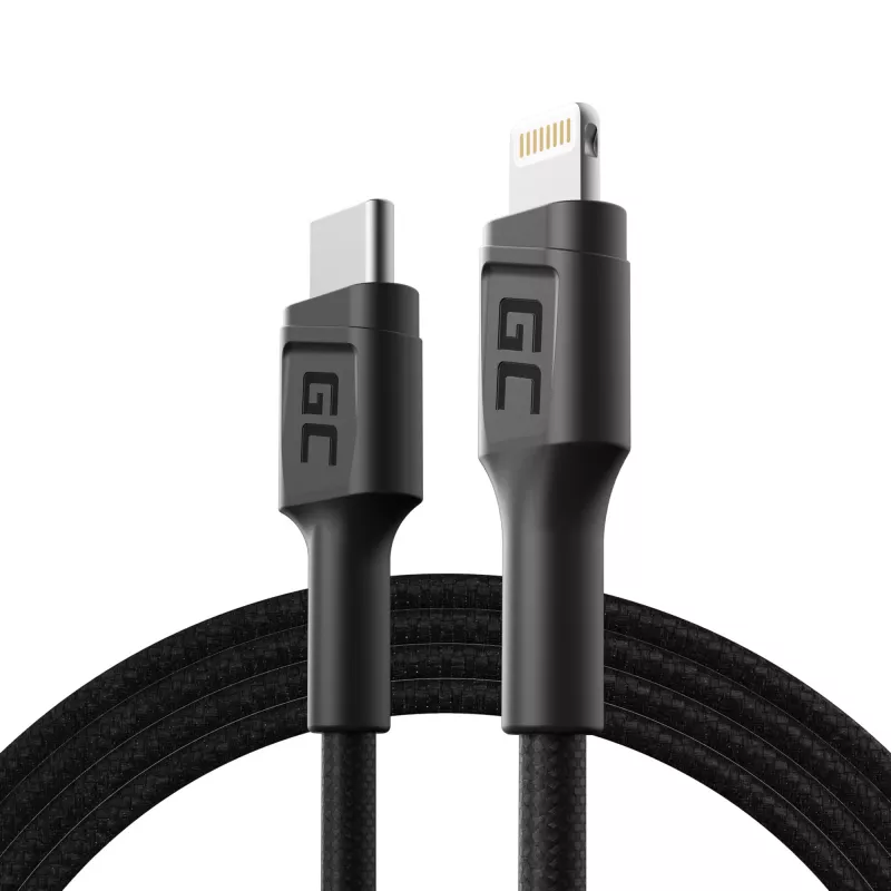 Kabel Lightning na USB‑C zielony Cell KABGC07, 1 m, czarny, Lightning (męski) na USB‑C (męski), 480 Mbps