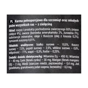 Dolina Noteci Rafi Junior z cielęciną, żurawiną i jagodami - mokra karma dla psów 400 g