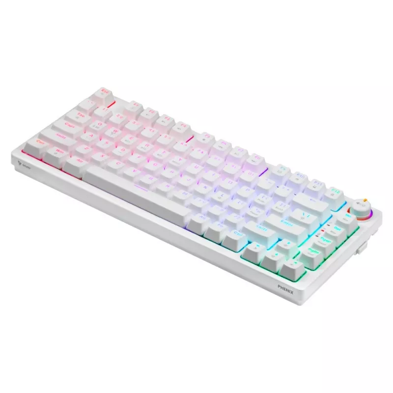 SAVIO PHENIX WHITE Bezprzewodowa Klawiatura Mechaniczna, Gateron Red Pro, ABS
