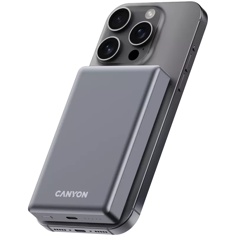 Canyon OnCharge 510 - Powerbank - 10.000 mAh - wejście USB-C - wyjście USB-C PD 20W + ładowanie bezprzewodowe magnetyczne