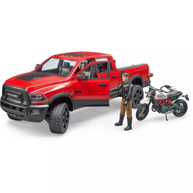 Dodge RAM 2500 Power Wagon z przyczepą i motocyklem Ducati 02502 BRUDER