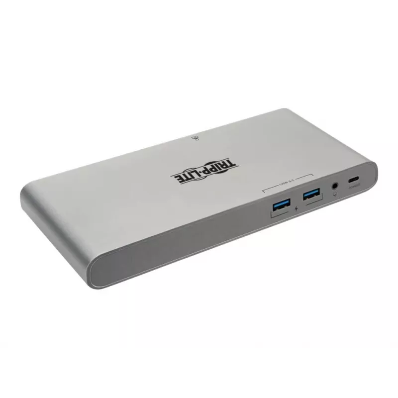 Stacja dokująca Eaton Tripp Lite USB-C, potrójny wyświetlacz - 4K HDMI/DisplayPort, VGA, USB 3.2 Gen 1, hub USB-A/USB-C, GbE, ładowanie 100W PD, międzynarodowe kable zasilające
