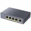 Przełącznik sieciowy Cudy GS1005P — 5-portowy Gigabit Ethernet z 4 portami PoE, 60W łącznie, obudowa metalowa, montaż w szafie rack