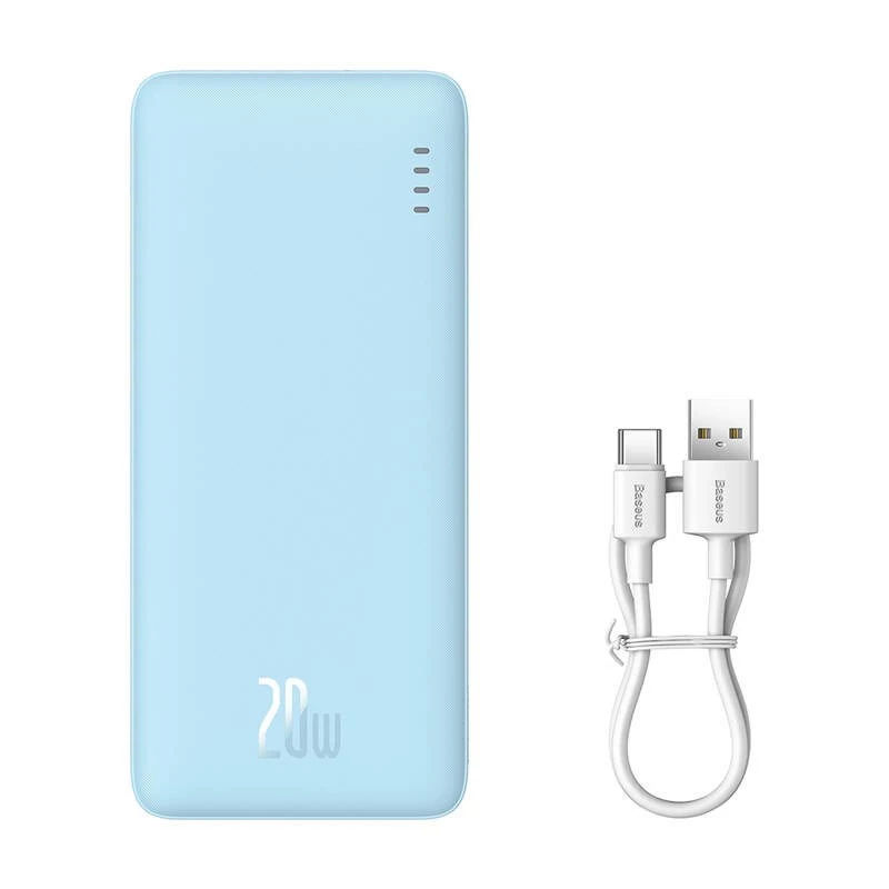 Przenośny power bank Baseus Airpow 10000 mAh, 20W, LiPo, USB-C + USB-A, niebieski