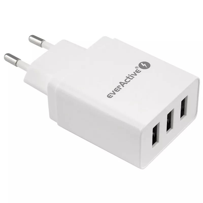 Ładowarka Everactive 3x USB 3, 4A BIAŁA