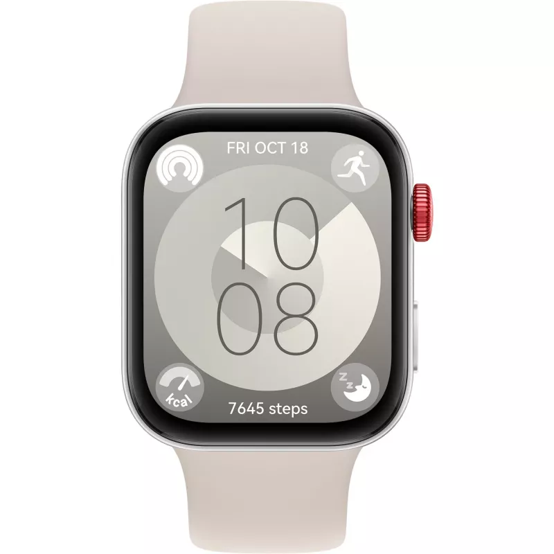 Huawei Watch Fit 3 - Stop ze stopu aluminium - Inteligentny zegarek z paskiem - Skóra - Biały - Rozmiar nadgarstka: 120-190 mm - Wyświetlacz 4,6 cm (1,82) - Bluetooth