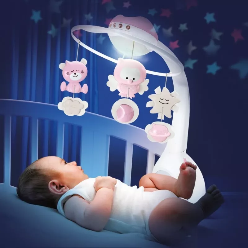 Pozytywka dziecięca B-kids 3in1 Infantino 150302050 — pudrowy róż, zabawka uspokajająca 3w1