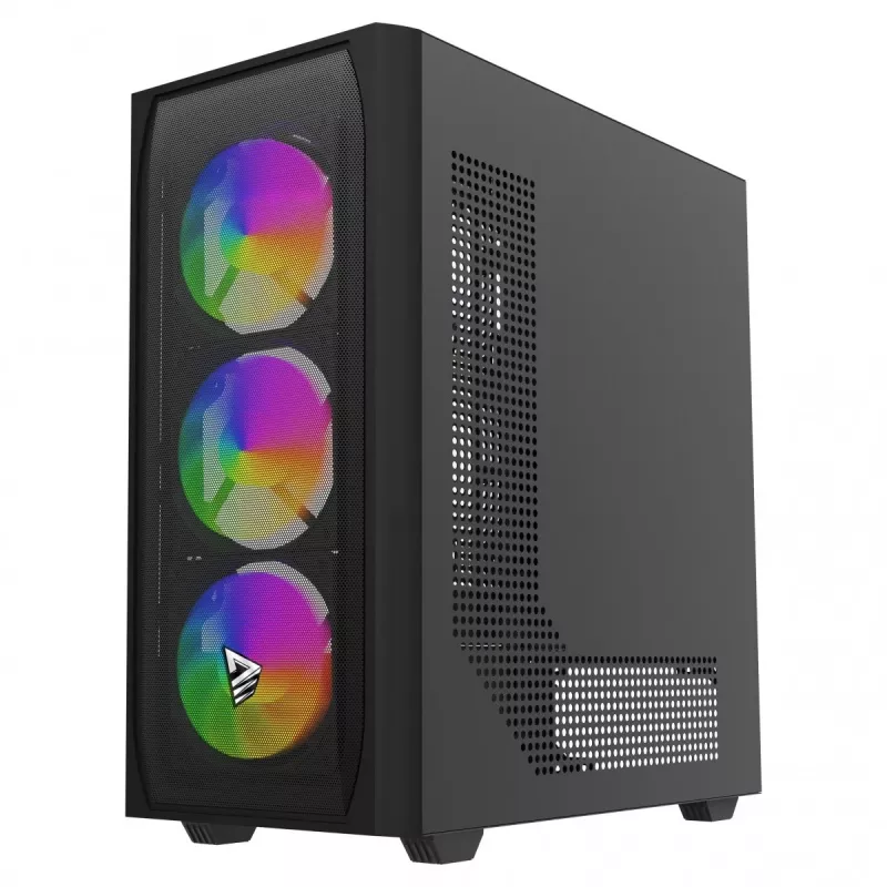 Obudowa PC SAVIO Noctis Flow RGB — Cube, ATX/Mini-ITX, 3x 120 mm wentylatory z przodu, szklany panel boczny, max GPU 35 cm