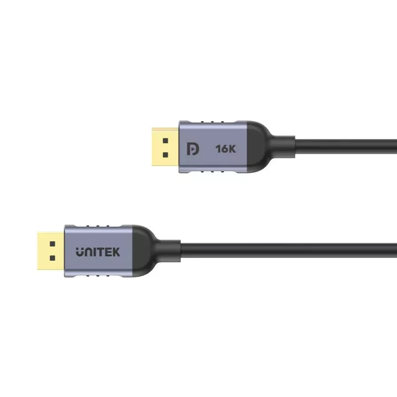 Kabel DisplayPort Unitek C1626GY01-1.5M — 1,5 m, DisplayPort 2.1, męski na męski, 360 Hz, 15360×8640, szary