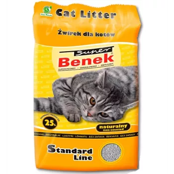 Żwirek zbrylający super benek Super Benek Compact Natural 25 L — granulki bentonitowe, szary, biodegradowalny, eliminujący nieprzyjemne zapachy