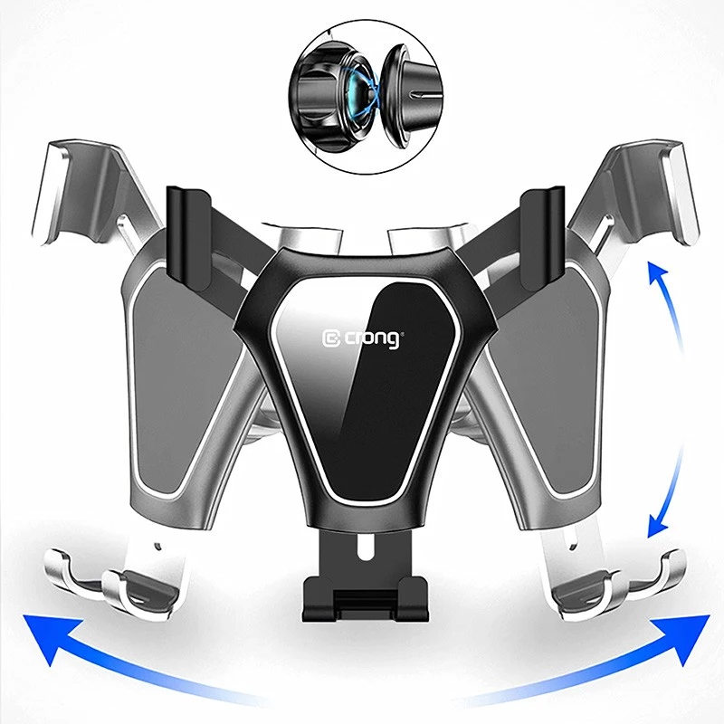 Uchwyt samochodowy Crong CRG-CH4-BLK do smartfonów — regulowany, kompaktowy design