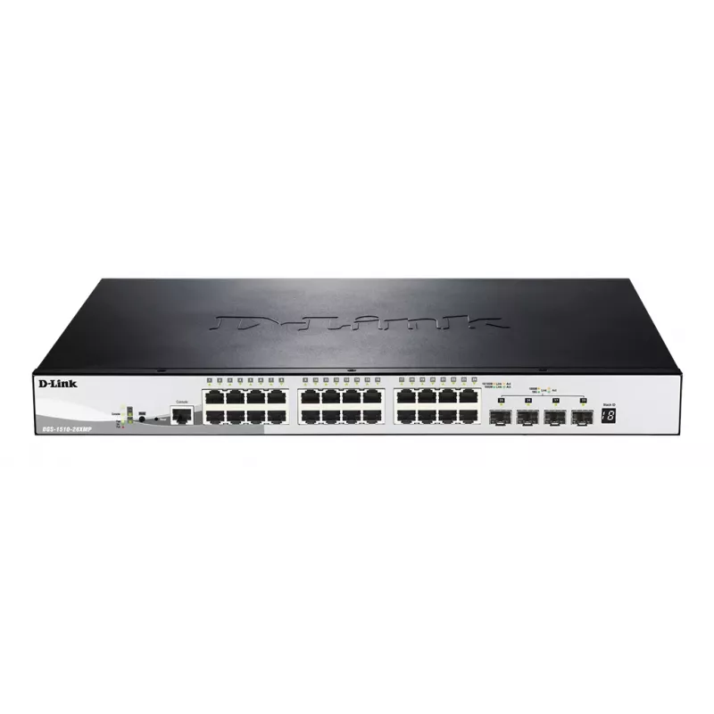 D-Link DGS-1510-28XMP Zarządzalny przełącznik L2/L3 Gigabit Ethernet (10/100/1000) Power over Ethernet (PoE) Czarny, Szary