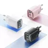 Szybka ładowarka USB i USB-C 30W GaN usams CC229 biała — wskaźnik LED, kompaktowa konstrukcja