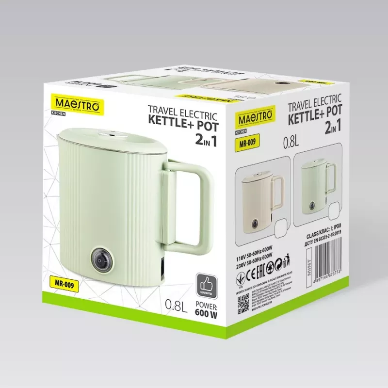Czajnik elektryczny Maestro MR-009 0,8 L 600 W garnek podróżny, beżowy