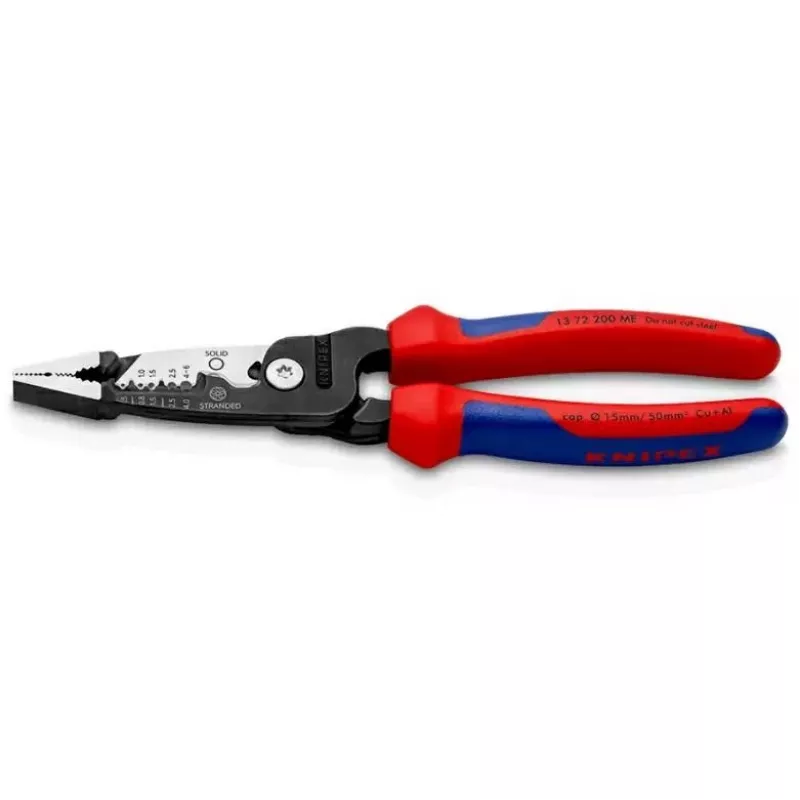 Knipex 13 72 200 ME ściągacz izolacji Czarny, Niebieski, Czerwony, Stal nierdzewna