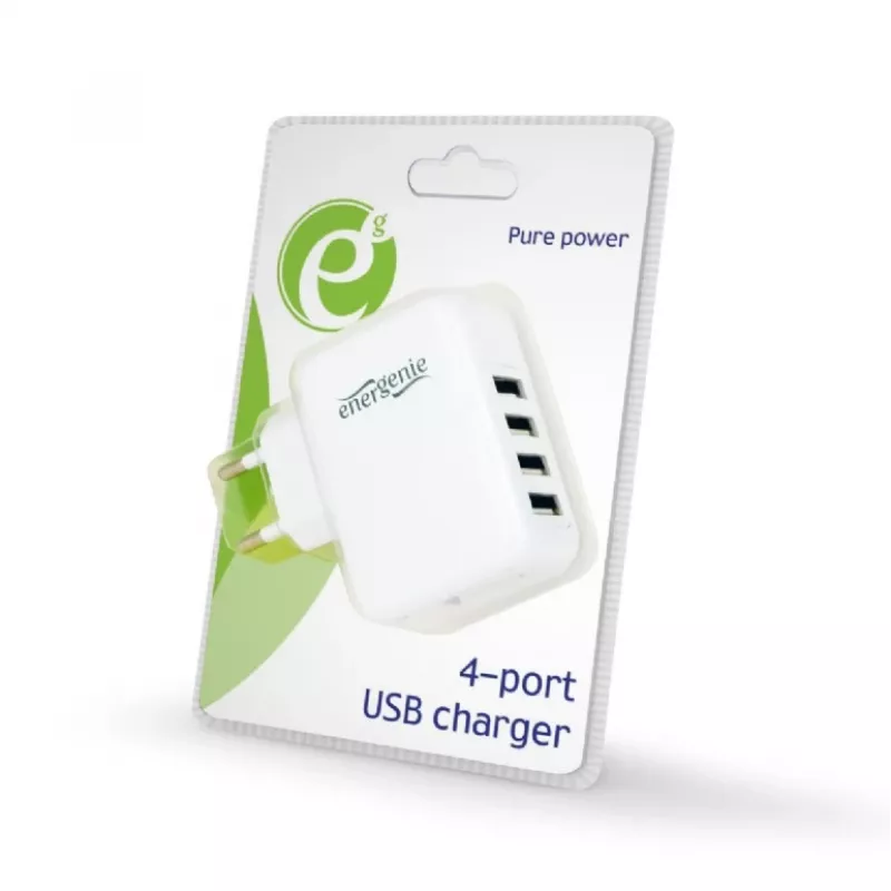 Ładowarka USB uniwersalna biała/4 porty EG-U4AC-02 Gembird